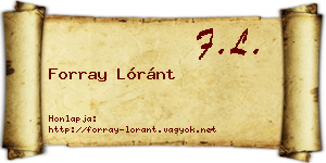 Forray Lóránt névjegykártya